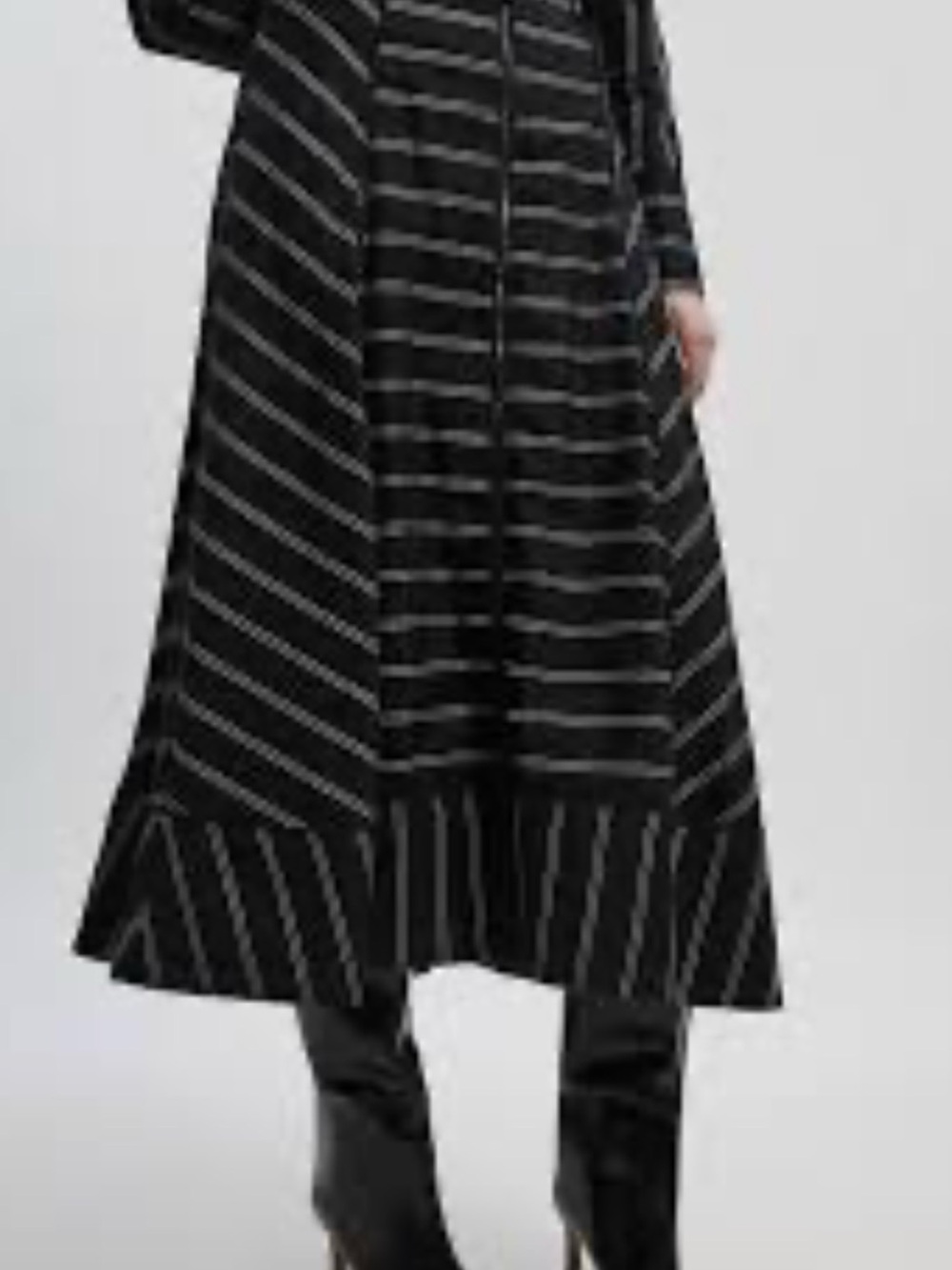 Karen Millen Black & White Striped Asymmetrical Midi Skirt – Size Large